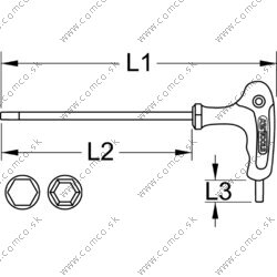 Kľúč s guľovou hlavou a vnútorným šesťhranom s T-rukoväťou, 2mm - obr. 5