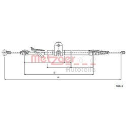 Ťažné lanko parkovacej brzdy METZGER 451.1 - obr. 1