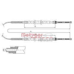 Ťažné lanko parkovacej brzdy METZGER 1261.3