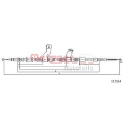 Ťažné lanko parkovacej brzdy METZGER 17.3514