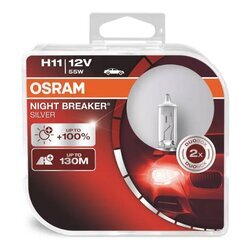 Halogénové žiarovky Osram H11 12V 55W PGJ19-2 NIGHT BREAKER SILVER+100% 2ks