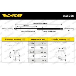 Plynová vzpera pre zadné sklo MONROE ML5956 - obr. 6