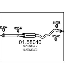 Stredný tlmič výfuku MTS 01.58040