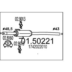 Stredný tlmič výfuku MTS 01.50221