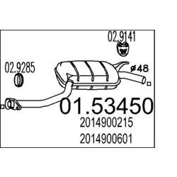 Stredný tlmič výfuku MTS 01.53450
