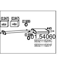 Stredný tlmič výfuku MTS 01.54060