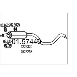 Stredný tlmič výfuku MTS 01.57440