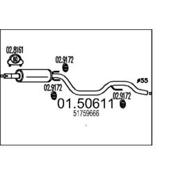 Stredný tlmič výfuku MTS 01.50611