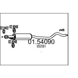 Stredný tlmič výfuku MTS 01.54090