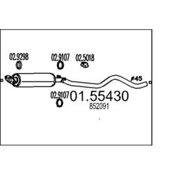 Stredný tlmič výfuku MTS 01.55430