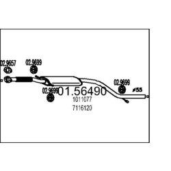 Stredný tlmič výfuku MTS 01.56490