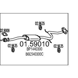 Stredný tlmič výfuku MTS 01.59010