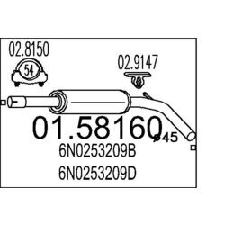 Stredný tlmič výfuku MTS 01.58160