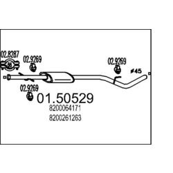 Stredný tlmič výfuku MTS 01.50529