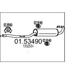 Stredný tlmič výfuku MTS 01.53490