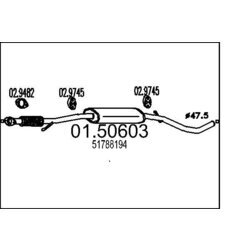 Stredný tlmič výfuku MTS 01.50603