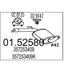 Stredný tlmič výfuku MTS 01.52580