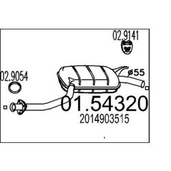 Stredný tlmič výfuku MTS 01.54320