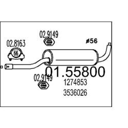 Stredný tlmič výfuku MTS 01.55800