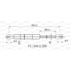 Pneumatická pružina, Batožinový/nákladný priestor OPEN PARTS GSR6484.00 - obr. 1