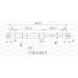 Pneumatická pružina, Batožinový/nákladný priestor OPEN PARTS GSR6326.00 - obr. 1