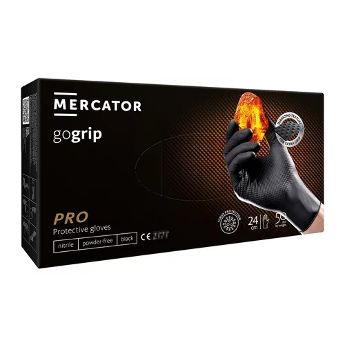 MERCATOR gogrip nitrilové rukavice čierné XL – 50 ks