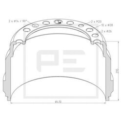 Brzdový bubon PE Automotive 146.048-00A