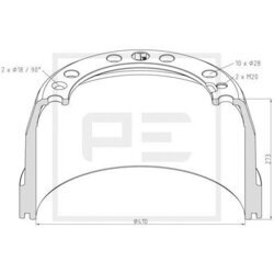 Brzdový bubon PE Automotive 146.132-00A