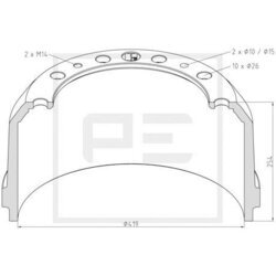 Brzdový bubon PE Automotive 166.075-00A