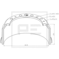 Brzdový bubon PE Automotive 016.404-00A