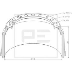 Brzdový bubon PE Automotive 016.498-00A