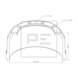 Brzdový bubon PE Automotive 166.403-00A