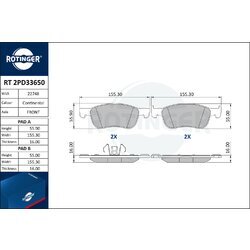 Sada brzdových platničiek kotúčovej brzdy ROTINGER RT 2PD33650