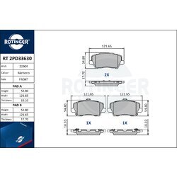 Sada brzdových platničiek kotúčovej brzdy ROTINGER RT 2PD33630