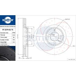 Brzdový kotúč ROTINGER RT 2374-GL T5