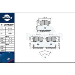 Sada brzdových platničiek kotúčovej brzdy ROTINGER RT 2PD35100