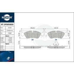 Sada brzdových platničiek kotúčovej brzdy ROTINGER RT 2PD05850