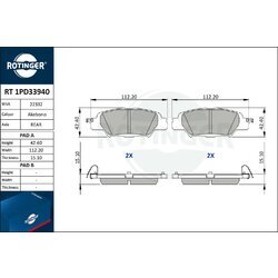 Sada brzdových platničiek kotúčovej brzdy ROTINGER RT 1PD33940