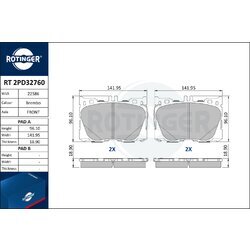 Sada brzdových platničiek kotúčovej brzdy ROTINGER RT 2PD32760