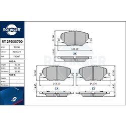 Sada brzdových platničiek kotúčovej brzdy ROTINGER RT 2PD33700
