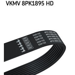 Ozubený klinový remeň SKF VKMV 8PK1895 HD