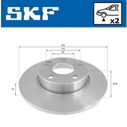 Brzdový kotúč SKF VKBD 80220 S2 - obr. 1