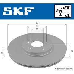 Brzdový kotúč SKF VKBD 80082 V1 - obr. 1