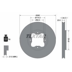 Brzdový kotúč TEXTAR 92081600