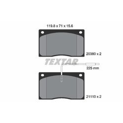 Sada brzdových platničiek kotúčovej brzdy TEXTAR 2038002