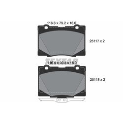 Sada brzdových platničiek kotúčovej brzdy TEXTAR 2511701