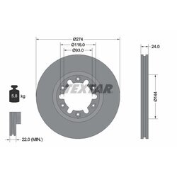 Brzdový kotúč TEXTAR 92136300