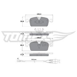 Sada brzdových platničiek kotúčovej brzdy TOMEX Brakes TX 17-31