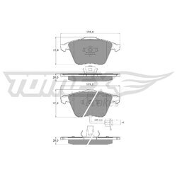 Sada brzdových platničiek kotúčovej brzdy TOMEX Brakes TX 14-23