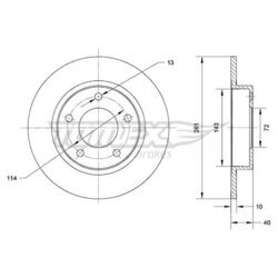 Brzdový kotúč TOMEX Brakes TX 70-67